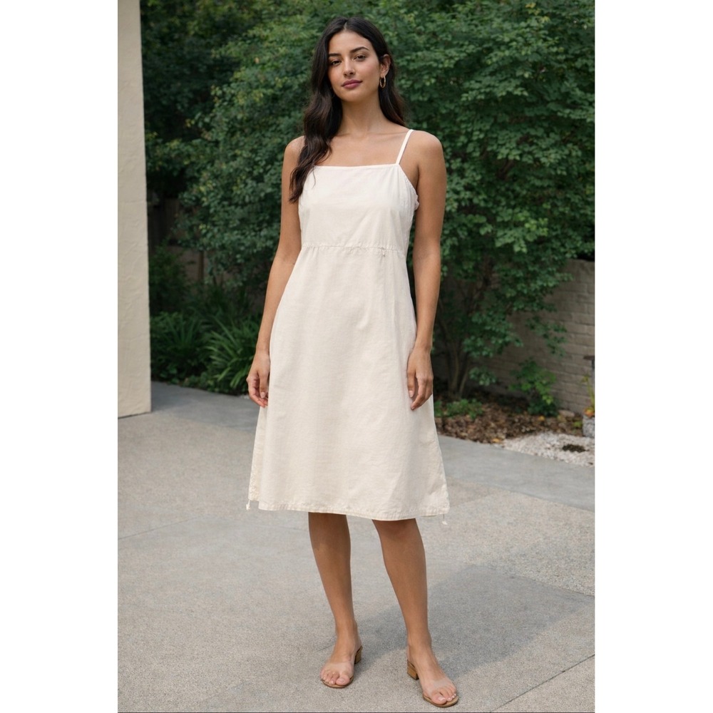 Utility Midi Dress Off White Bungee Hem Cargo Pocket  VTG Y2K‎ 90's/2000's